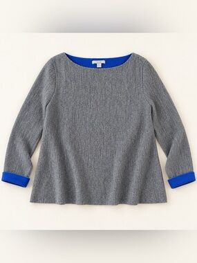 COS Gray Wool Sweater Cobalt Blue Contrast Size Small
